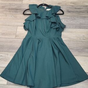 Elegant Teal Ruffle Dress